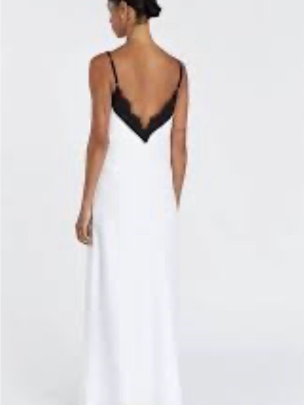 DISSH White Maxi Slip Dress with Black Lace V-Neck - Picture 3 of 7